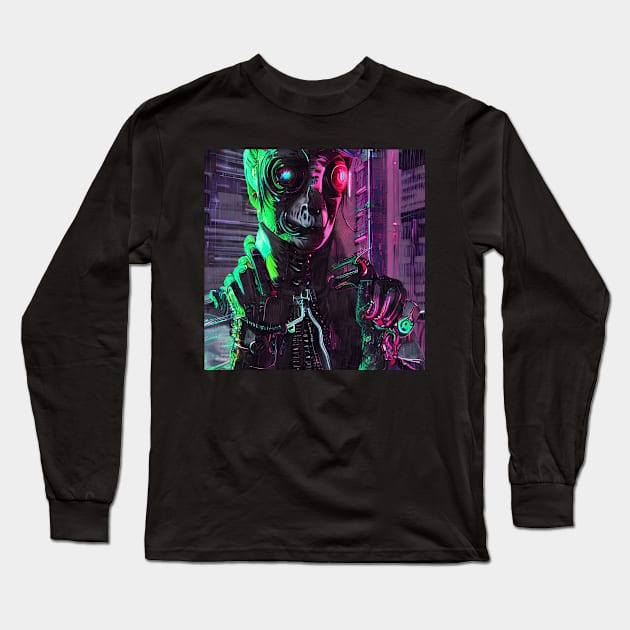 Cyperpunk hacker Long Sleeve T-Shirt by DigitalDevilDev